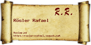 Rösler Rafael névjegykártya